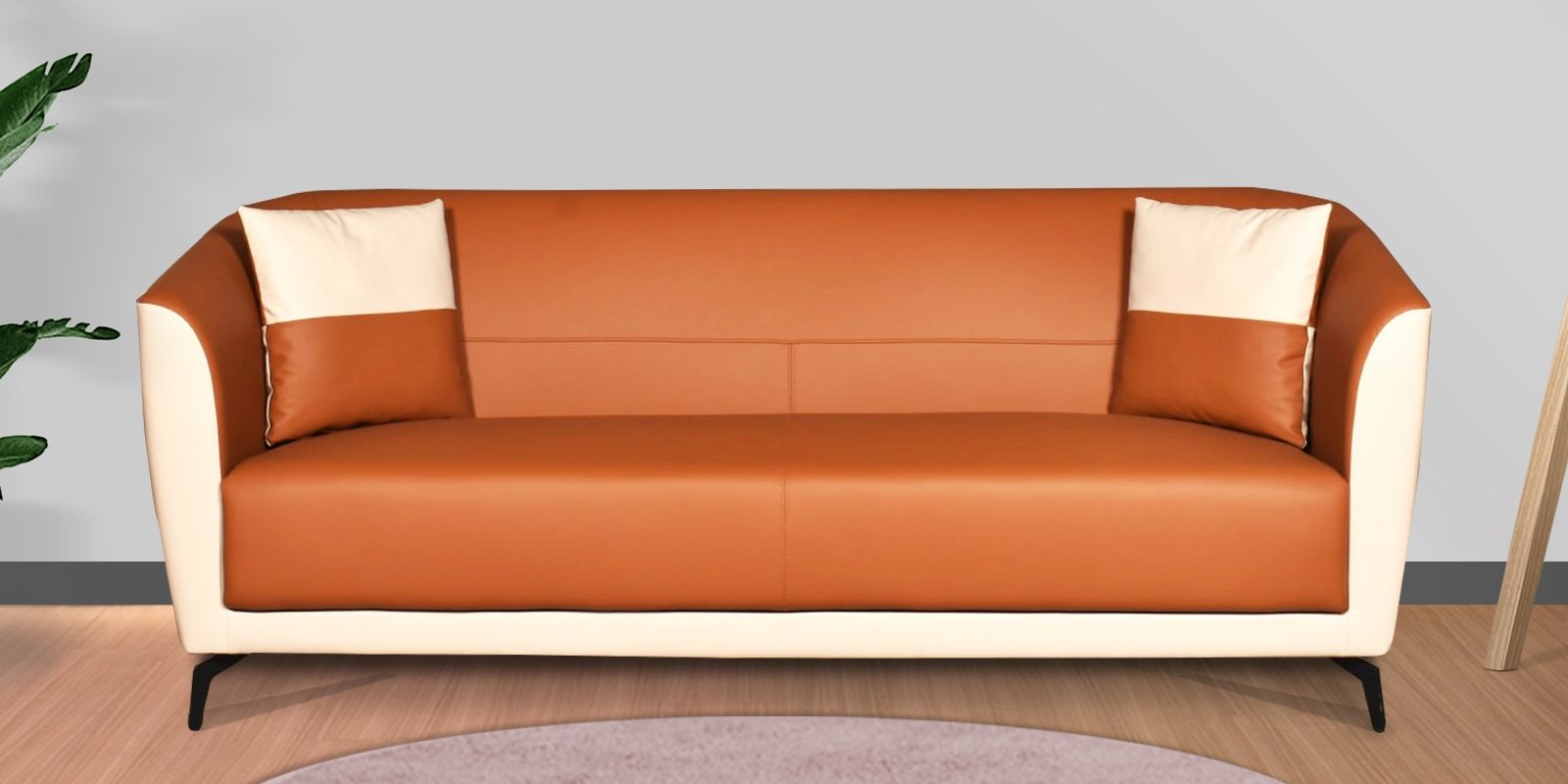 Kibo 3 Seater Sofa Tan & Cream Colour